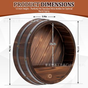 Estante de almacenamiento de barriles de madera, estante redondo montado en la pared para exhibir vino y whisky, para sala de estar, bar, duradero, multiusos - Product Image 3