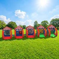 Jeu de basketball gonflable 5-en-1 pour parcs de trampolines et événements de carnaval en plein air - Zone de sports pour location de fêtes