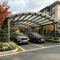 Abri de voiture en alliage d'aluminium avec revêtement en poudre, toit en polycarbonate, résistant au vent, imperméable, protection UV, avec gouttière de drainage facile à installer