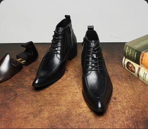 Mocasines de Hombre de Moda Impermeables con Punta en Pico, Parte Superior de Cuero Vacuno Suave, Cierre con Cordones, para Otoño, Banquetes Sociales, con Plataforma - Product Image 6