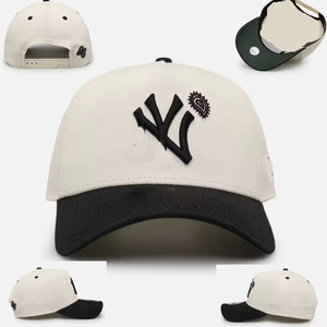 Casquette de baseball personnalisée 6 panneaux à bord incurvé en coton avec logo de broderie de papa à bord de couleur contrastée - Product Image 4