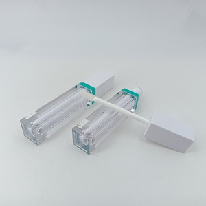 Tube carré transparent à double paroi pour brillant à lèvres, avec capuchon blanc et anneau vert, flacon vide pour cosmétiques, emballage personnalisé pour huile à lèvres avec logo - Product Image 2