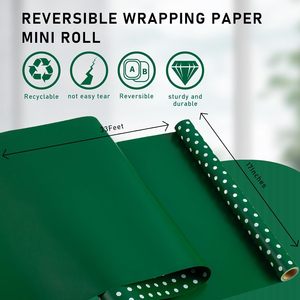 Polka Dots Reversible <b>Wrapping</b> <b>Paper</b> Roll 17 Inch X 33 Feet Classic Green <b>White</b> Christmas Holiday Gift Craft Recyclable - Product Image 6