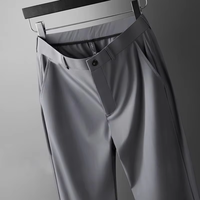 Pantalon de Costume Droit Professionnel Haut de Gamme pour Homme, Coupe Slim, Noir, en Polyester Écologique, Imperméable, avec Braguette Zippée