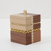 Boîtes cadeaux magnétiques personnalisées en bois pour fruits secs, noix, chocolat, avec motifs géométriques fantaisistes, pour desserts et pâtisseries
