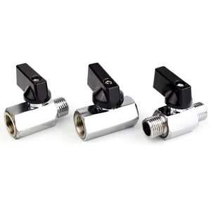 Válvulas de bola mini JIN de 1/2 pulgada con roscas internas y externas, cuerpo de cobre niquelado para uso en la industria de agua, gas y petróleo. - Product Image 1