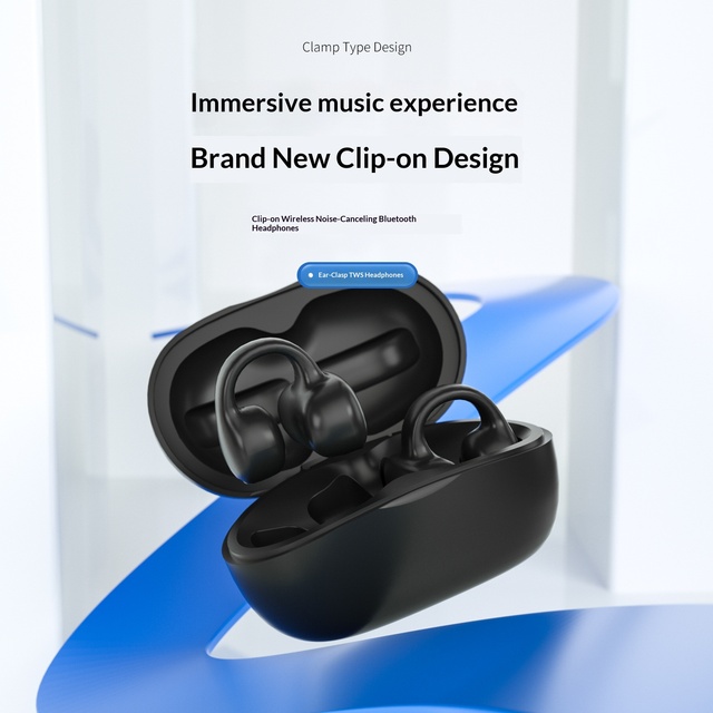 I113 Internet Celebrity Classic Clip-On Earphones Bone Conduction Noise Reduction IPX-6 Waterproof Voice Control 20 Hours