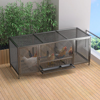 Poulailler simple en métal, cage à lapins, élevage de volailles, grande maille serrée, anti-évasion, résistant à la pluie, double porte, noir et argent