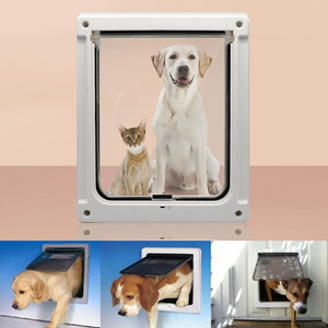 Porte pour animaux de compagnie moderne en plastique pour chats et chiens avec déflecteur et cage, soins pour animaux de compagnie bidirectionnels - Product Image 5