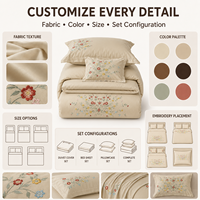 Ensemble de literie brodé sur mesure OEM ODM, housse de couette de luxe, drap, taie d'oreiller, design de logo personnalisé, ensemble de literie pour hôtel et maison