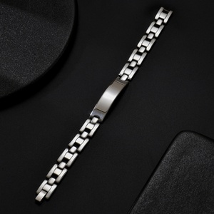 Stainless Steel Smooth Surface Electroplated Bracelet <b>Engraving</b> Option Simple Splicing Men's Trendy Accessory Versatile Niche - Product Image 2