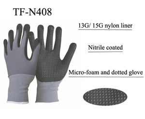 Bán buôn Nylon Spandex Nitrile siêu mịn bọt Dot hạt làm việc Găng tay đen Nitrile chấm găng tay - Product Image 6