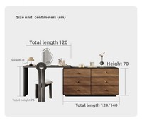 Table de maquillage et de coiffage multifonctionnelle en bois massif de style vintage avec rangement intégré pour chambre à coucher