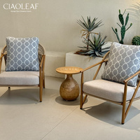 Fauteuil d'extérieur moderne avec dossier tressé et coussins, chaise de jardin pour terrasse et hôtel