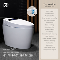 WC intelligent automatique avec affichage LED, monobloc en céramique, bidet intégré, siphon en S, chauffant inclus