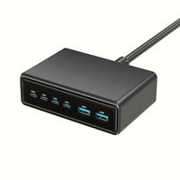 Station de charge USB-C GaN portable 6 ports 200W PD 3.0 & QC 3.0 avec chargeur pour ordinateur portable et téléphone 100W/20W PD