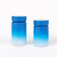 Bouteille en plastique PET de qualité alimentaire de 120 ml, bleu dégradé, impression sérigraphique pour médicaments, pilules, capsules/vitamines/nutriments/huile de poisson
