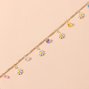 Gargantilla de Moda 2025, Unisex, Chapada en Oro, Estilo Bohemio, Cadena Delicada, con Cristales Coloridos, Corazón, Esmalte, Flor de Margarita, Regalo - Product Image 3