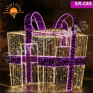 Noël RVB personnalisé LED 3d sculpture éclairage boîte-cadeau de Noël lumières à thème géant pour la décoration de centre commercial - Product Image 4