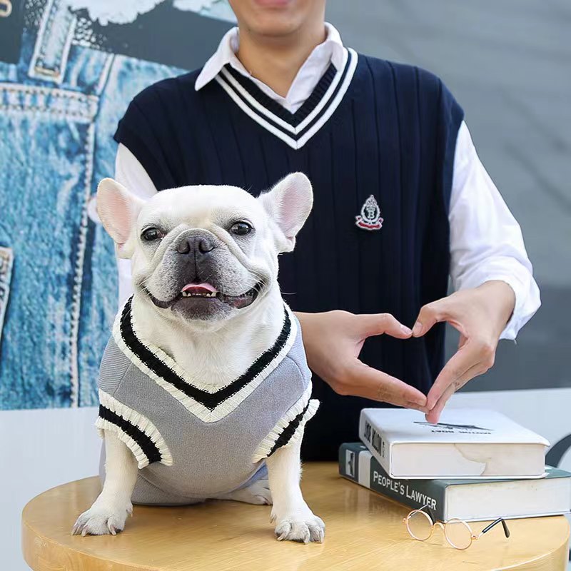 Trendy Pet Vest Preppy Style Knitted Waistcoat For Dog Cat