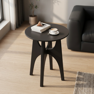 Modern <b>Round</b> Wood Coffee <b>Table</b> Minimalist Design Living Room Furniture Durable <b>Side</b> <b>Table</b> - Product Image 3