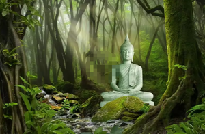 वन बुद्धा प्रतिमा छील और छड़ी वॉलपेपर दीवार कागज की भित्ति - Product Image 5