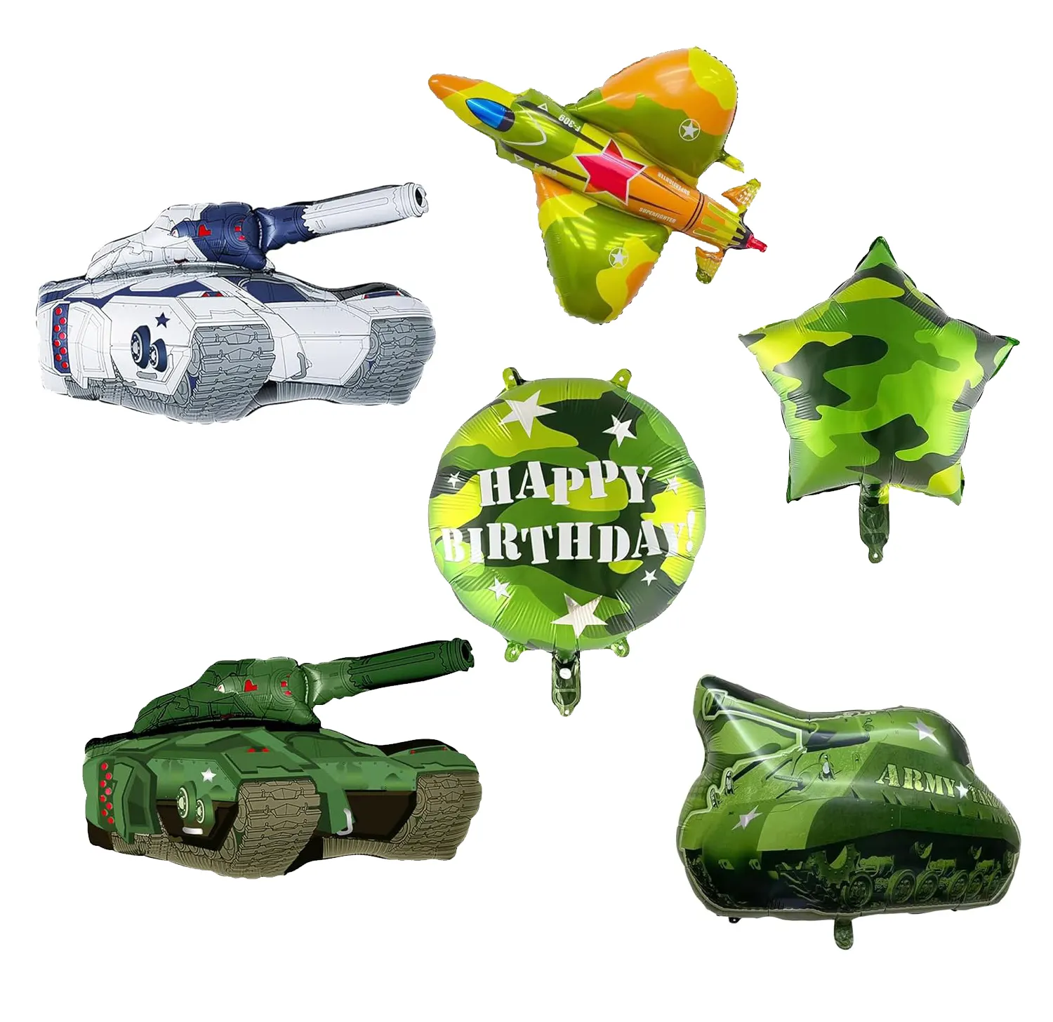 Globos de tema militar, suministros de fiesta de camuflaje, tanque del ejército de combate, globos de feliz cumpleaños para niños y niñas, decoración de fiesta del ejército