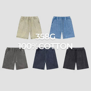 Loose Fit Custom Logo Unisex Sólido Secado rápido Vintage Streetwear Hombres Acid Wash 358GSM 100% Pantalones cortos de algodón - Product Image 6