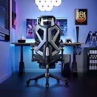 Chaise de bureau ergonomique avec support lombaire, style racing, inclinable à 145 degrés