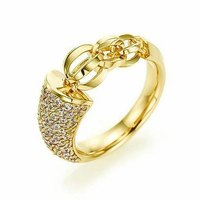 Kadınlar için Kübik Zirkonya Zincir Bağlantılı Yüzük, 6mm, Altın Kaplama Alaşımlı Pave Bant, Altın ve Gül Altın