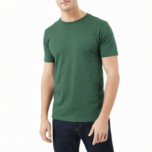 Camiseta de Manga Corta para Hombre, Corte Regular, Color Verde Sólido, Cuello Redondo, Estampado Casual, Secado Rápido - Product Image 1
