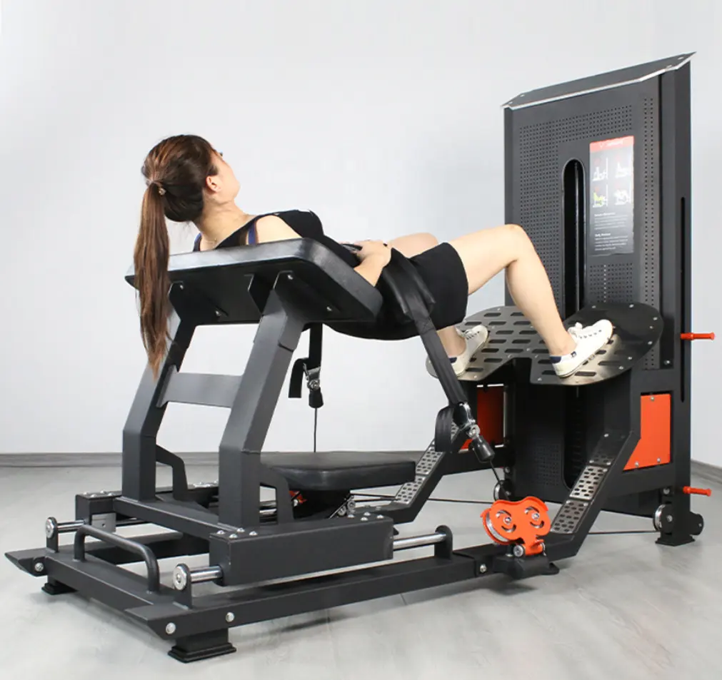 Ticari spor salonu ağırlık yığını Selectorized Fitness güç ekipmanları Glute çok kalça baskı oluşturucu makinesi