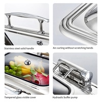 Chauffe-Plats Hydrauliques Modernes Dorés avec Couvercle Roulant pour Buffet – Présentoir Chauffant pour Aliments, Idéal Mariages, Hôtels et Restaurants – En Promotion