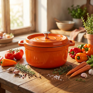 Professional oval shape for roasting whole chicken enameled cast iron dutch oven - Product Image 1