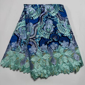 <span class=keywords><strong>Tissu</strong></span> en <span class=keywords><strong>coton</strong></span> <span class=keywords><strong>africain</strong></span> ciré avec dentelles brodées, matériau de dentelle africaine brodée, <span class=keywords><strong>tissu</strong></span> de dentelle française pour la confection de robes - Product Image 5