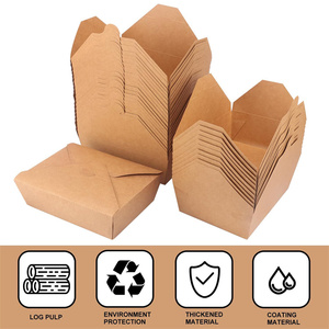 Embalaje desechable para llevar, caja de comida de fideos Kraft, contenedor desechable de reciclaje personalizado, caja de papel Kraft para comida rápida de fideos para ensalada - Product Image 5