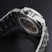 Montres mécaniques professionnelles en promotion avec boîtier transparent en acier inoxydable, cadran de 42 mm, résistance à l'eau de 50 m