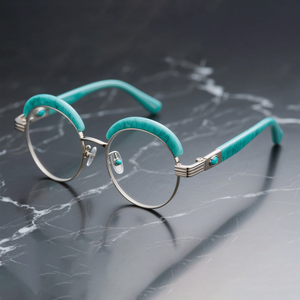 <span class=keywords><strong>แว่นตา</strong></span><span class=keywords><strong>ทอง</strong></span>และอะซิเตท<span class=keywords><strong>18K</strong></span> ดีไซเนอร์ระดับไฮเอนด์ประดับหินเทอร์ควอยซ์และมีค่าเครื่องประดับ<span class=keywords><strong>แว่นตา</strong></span> - Product Image 4