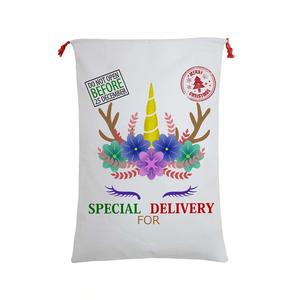 Boutique Sublimation Unicorn Reindeer Girl Personalized <b>Santa</b> Sack Custom Drawstring Xmas Gift Pouch for Holiday Supply - Product Image 2
