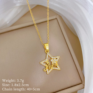Collana Trendy color oro 18K con Design a cinque punte con abbaglianti pietre di Zirconia sulla catena della clavicola - Product Image 4