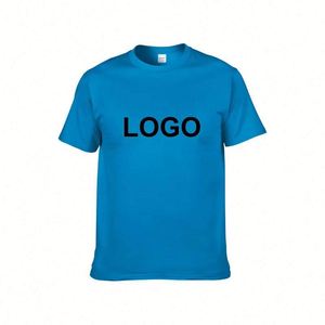 Fabricant OEM ODM, logo personnalisé, t-shirts pour hommes en coton 100% 200g, coupe ajustée, couleur unie, col rond - Product Image 6