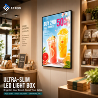 Boîte à lumière LED magnétique Shuntai en verre trempé pour affichage de posters promotionnels en magasin