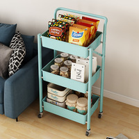 Chariot de rangement multifonctionnel pliable à trois niveaux Chariot de plancher en métal Présentoir empilable pour snacks Rangement pour snacks