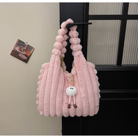 Sac à main en peluche pour femme, couleur unie, sac à bandoulière, sac fourre-tout moelleux en peluche, vente chaude