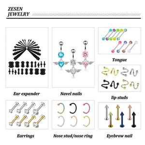 Zesen Scheur Vorm Natuursteen Crystal Agaat Oor Tunnel Pluggen-Taps Toelopende Body Piercing Sieraden - Product Image 5