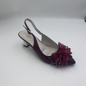 Sandali da Donna con <span class=keywords><strong>Tacco</strong></span> Alto, Punta Affusolata, Slingback in PU, Fiore 3D in Cristallo, Strass, <span class=keywords><strong>Tacco</strong></span> Piatto, <span class=keywords><strong>Scarpe</strong></span> da Festa - Product Image 2