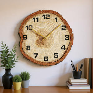 12 "30cmシンプル-サイレントクォーツLCDテクスチャ木製壁時計リビングルーム用年間リング付き - Product Image 2