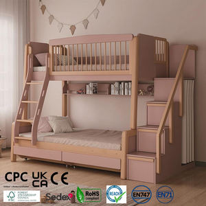 Muebles de Madera de Venta Directa de Fábrica Cama Doble Litera de Madera Maciza para Niños con Escaleras para Adultos y Niños - Product Image 1