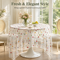 Nouvelles Tendances 2026 Nappe en Organza Brodé Floral, Nappe de Mariage en Polyester avec Dentelle Florale pour la Décoration Intérieure