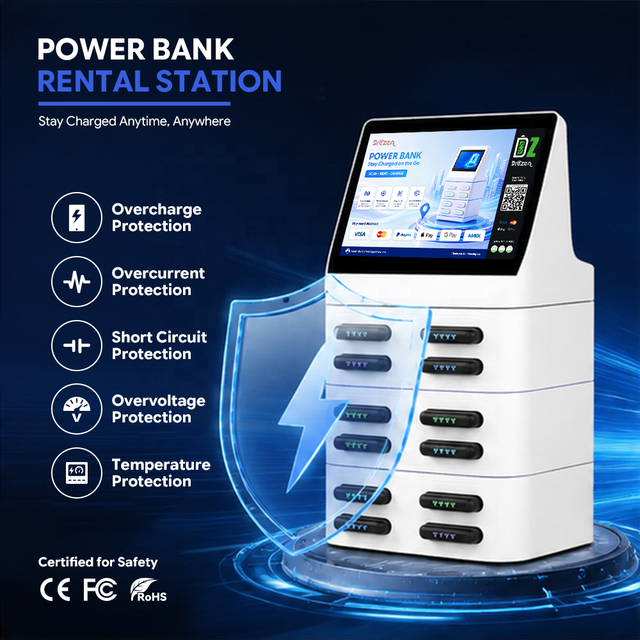Smart Power Bank Sharing Station 8 Slot Charging Kiosk for Restaurants Hotels Shopping Malls